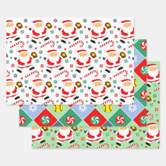 Softball Holiday Gift Wrapping Paper (Set)