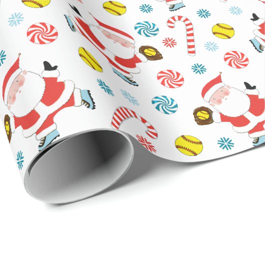 Softball Holiday Gift Wrapping Paper Cadeaupapier (Rol Hoek)