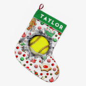 Softball Holiday Gifts Grote Kerstsok (Voorkant (Hangend))