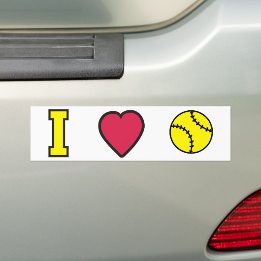 Softball I Heart Bumpersticker (Op auto)