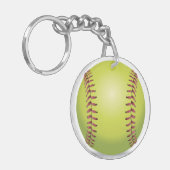 Softball ID Bag LABEL gepersonaliseerde tekst Sleu Sleutelhanger (Voorkant Links)
