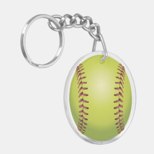 Softball ID Bag LABEL gepersonaliseerde tekst Sleu Sleutelhanger (Voorkant Links)