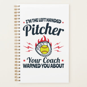 Softball Ik ben de linkse pitcher Funny Planner