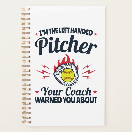 Softball Ik ben de linkse pitcher Funny Planner (Voorkant)