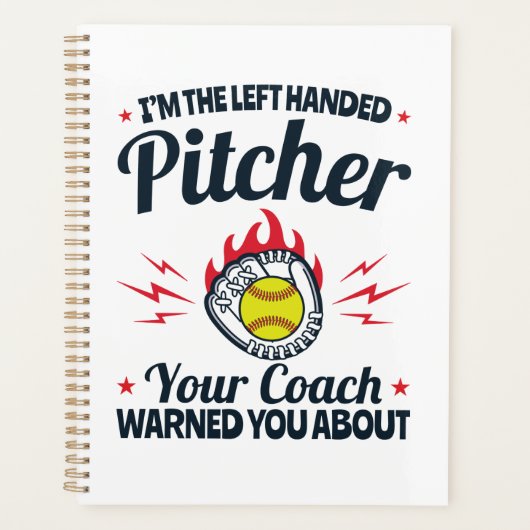 Softball Ik ben de linkse pitcher Funny Planner (Voorkant)