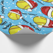 Softball in kerststijl voor kerstmis cadeaupapier (Hoek)