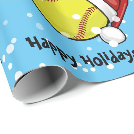 Softball in kerststijl voor kerstmis cadeaupapier (Rol Hoek)