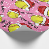 Softball in kerststijl voor kerstmis cadeaupapier (Hoek)