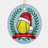 Softball in kerststijl voor kerstmis keramisch ornament (Links)