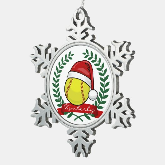 Softball in kerststijl voor kerstmis tin sneeuwvlok ornament (Rechts)