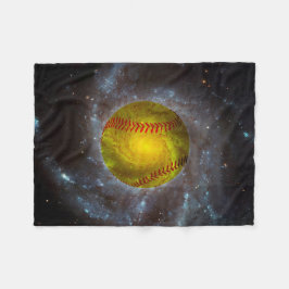 Softball in Space Unieke Softball Fleece Blanket Deken