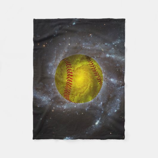 Softball in Space Unieke Softball Fleece Blanket Deken (Voorkant)