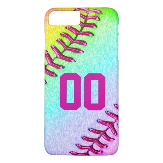 Softball iPhone 7 Plus Hoesje met Jersey Number (Achterkant)