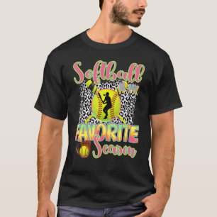 Softball is mijn favoriete seizoen Leopard Softbal T-shirt