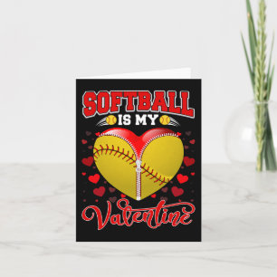 Softball is mijn Valentijn Softball Ball Heart Val Kaart