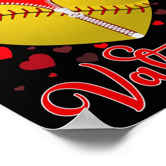 Softball is mijn Valentijn Softball Ball Heart Val Poster (Hoek)