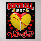 Softball is mijn Valentijn Softball Ball Heart Val Poster (Voorkant)