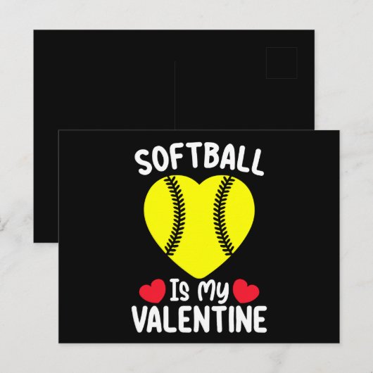 Softball is mijn Valentijnsdag sport Briefkaart (Voorkant / Achterkant)