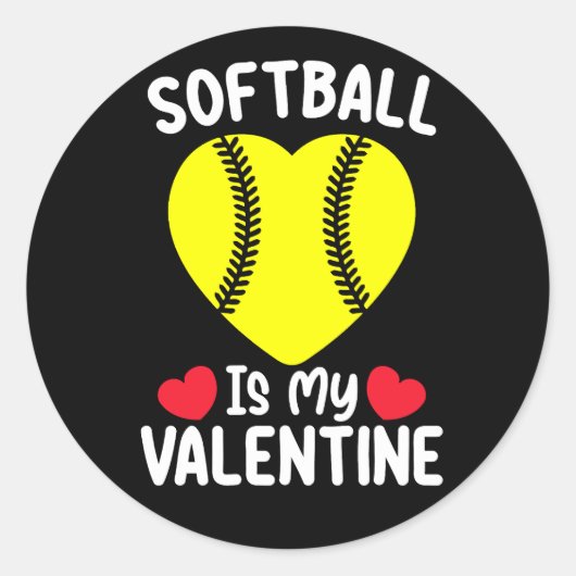 Softball is mijn Valentijnsdag sport Ronde Sticker (Voorkant)
