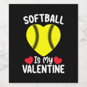 Softball is mijn Valentijnsdag sport Wijn Etiket (Enkel label)