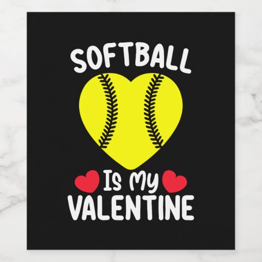 Softball is mijn Valentijnsdag sport Wijn Etiket (Enkel label)