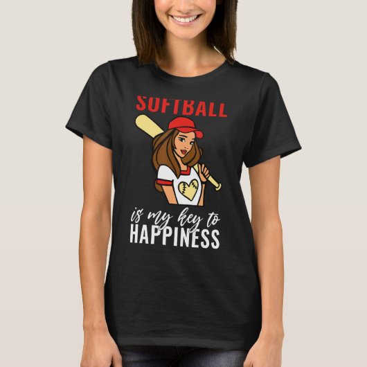 Softball is my Key to Happiness   Softball T-shirt (Voorkant)