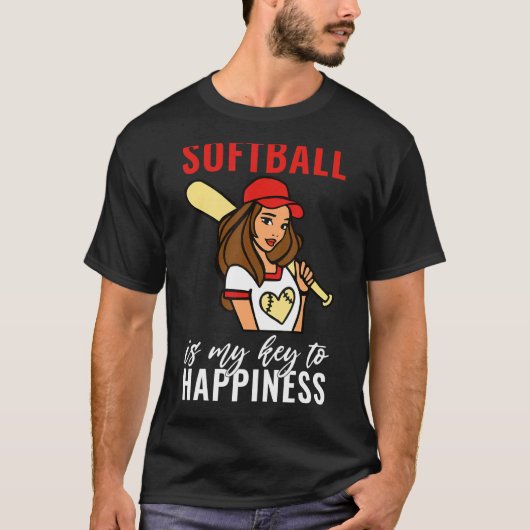 Softball is my Key to Happiness   Softball T-shirt (Voorkant)