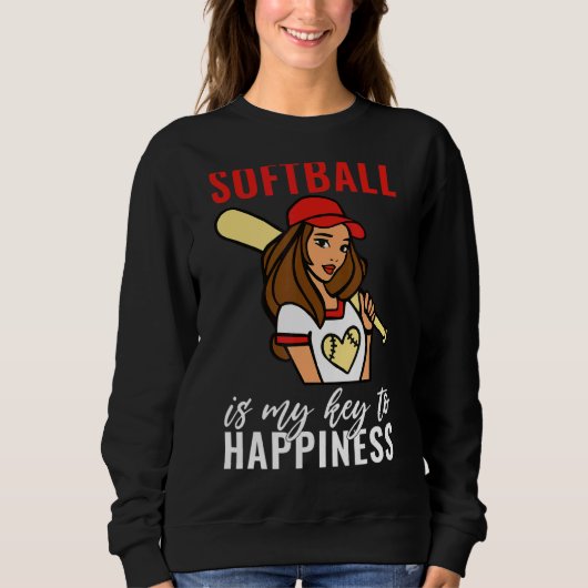 Softball is my Key to Happiness   Softball Trui (Voorkant)