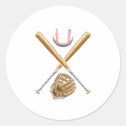 Softball Items Ball Bat Glove Helmet Baseball Gift Ronde Sticker (Voorkant)