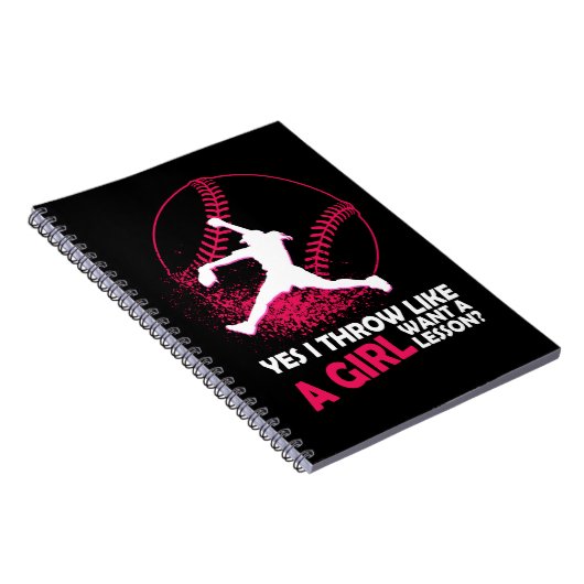 Softball Ja, ik denk als een meisje met Softball S Notitieboek (Rechterzijde)