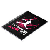 Softball Ja, ik denk als een meisje met Softball S Notitieboek (Linkerzijde)