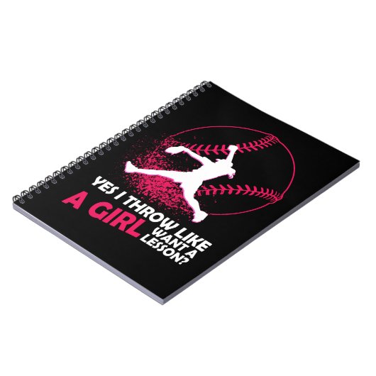Softball Ja, ik denk als een meisje met Softball S Notitieboek (Linkerzijde)