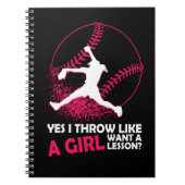 Softball Ja, ik denk als een meisje met Softball S Notitieboek (Voorkant)