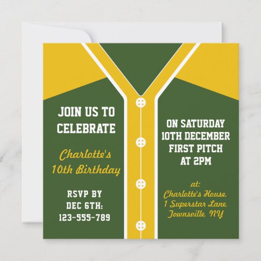 Softball Jersey Thered Party nodigt Sjabloon uit Kaart (Voorkant)