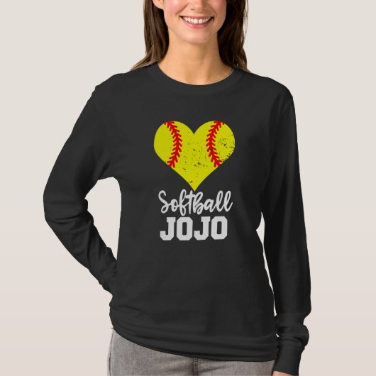 Softball Jojo Softball Heart Grandma JoJo T-shirt (Voorkant)