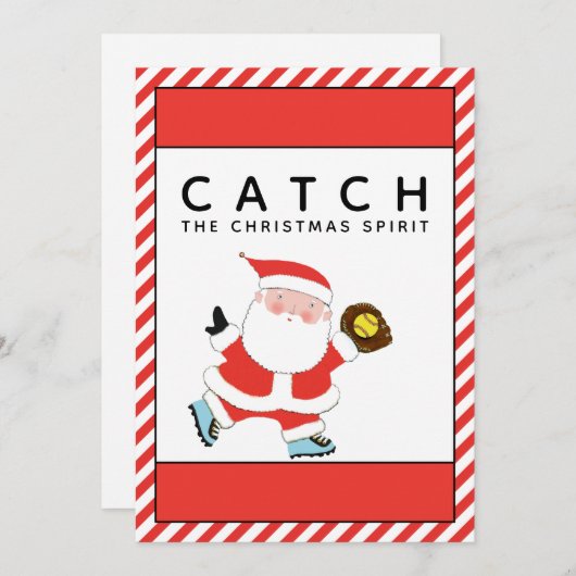 Softball kerst feestdagenkaart (Voorkant / Achterkant)