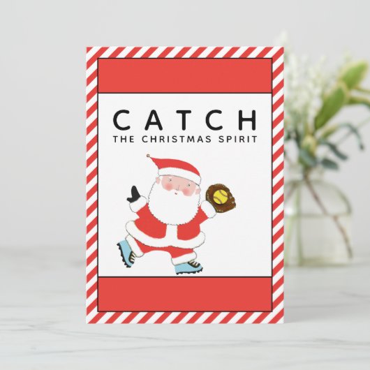 Softball kerst feestdagenkaart (Staand voorkant)