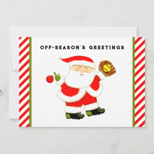 Softball kerst feestdagenkaart (Voorkant)