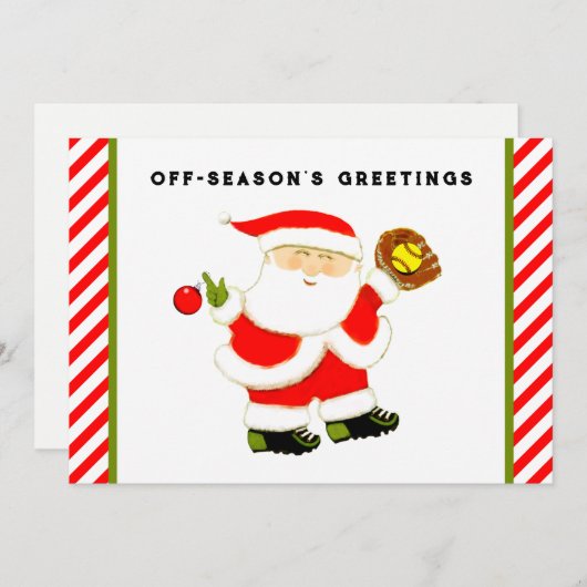 Softball kerst feestdagenkaart (Voorkant / Achterkant)