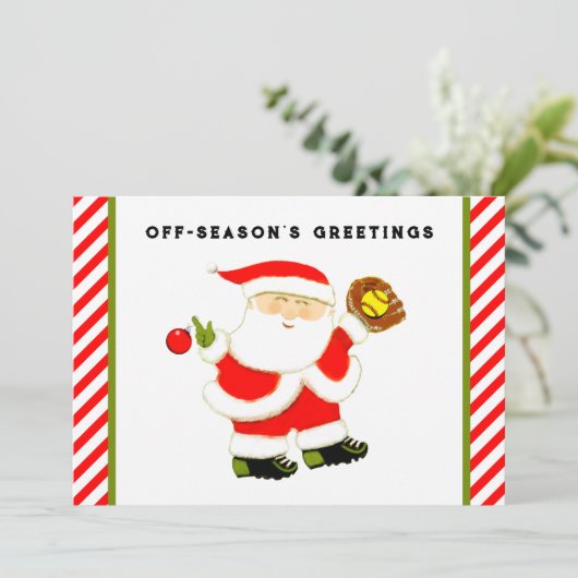 Softball kerst feestdagenkaart (Staand voorkant)