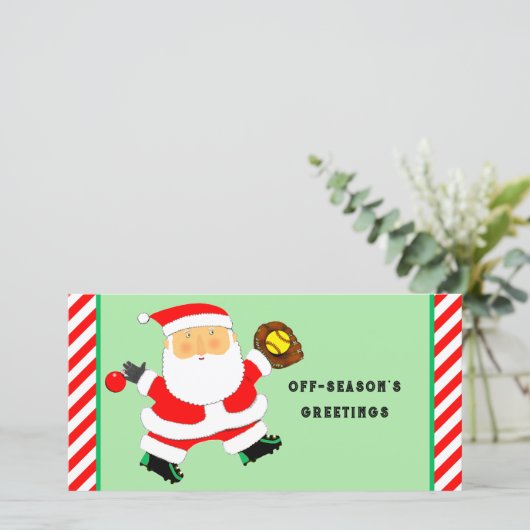 Softball kerst feestdagenkaart (Staand voorkant)