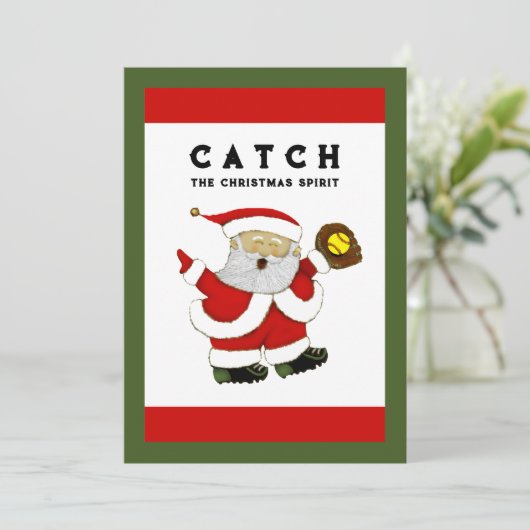 Softball kerst feestdagenkaart (Staand voorkant)