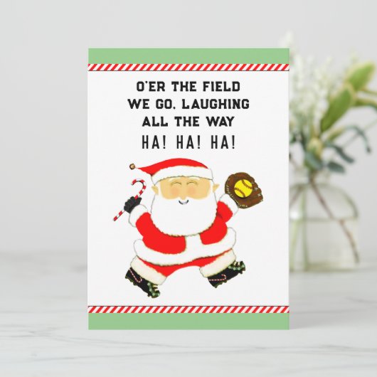 Softball kerst feestdagenkaart (Staand voorkant)