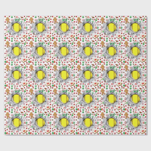 Softball-kerstcadeautje Cadeaupapier (Vlak)