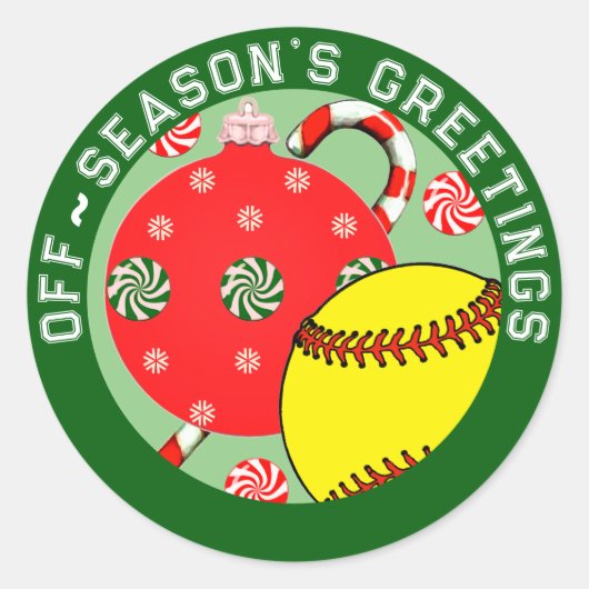 Softball-kerstfeestdag Gift Stickers (Voorkant)