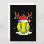 Softball Kerstman Hoed Rendier Kerstverlichting Gr Feestdagenkaart (Voorkant / Achterkant)