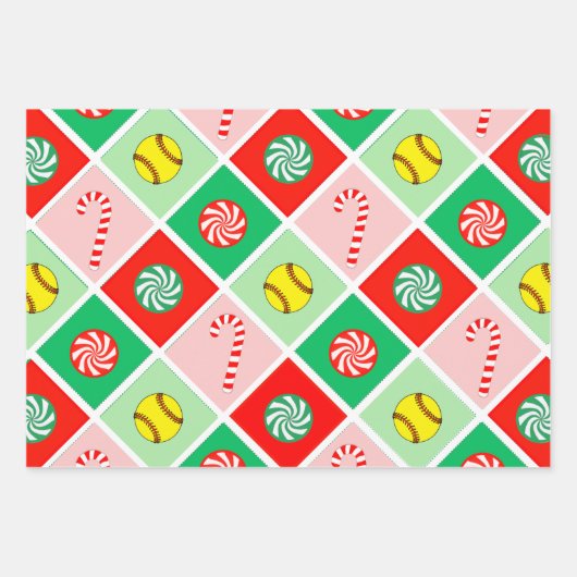 Softball Kerstmis Geschenk Verpakking Papier Inpakpapier Vel (Voorkant 3)