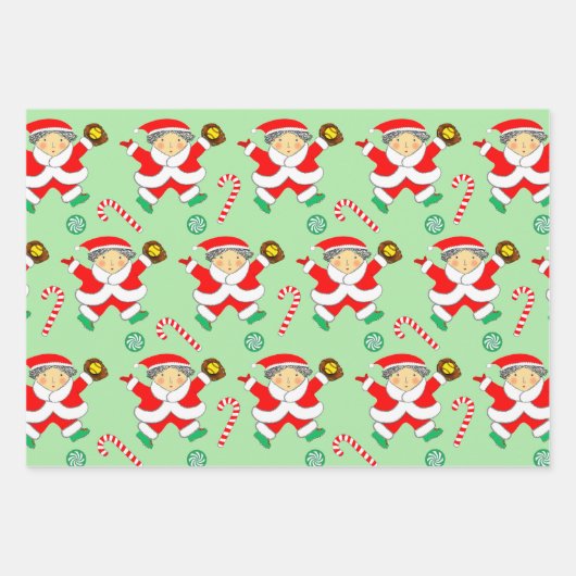 Softball Kerstmis Geschenk Verpakking Papier Inpakpapier Vel (Voorkant)