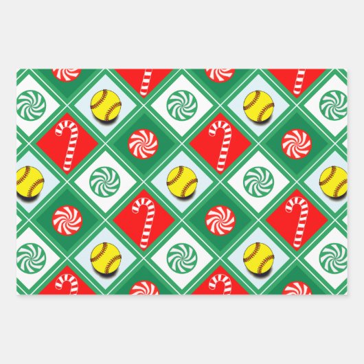 Softball Kerstmis Geschenk Verpakking Papier Inpakpapier Vel (Voorkant 3)