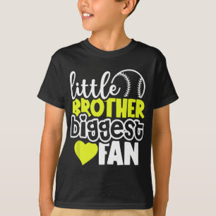 Softball Kleine Broer Grootste Fan Gift Tiener Jon T-shirt